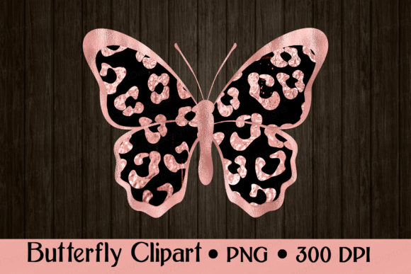 Download Rose Gold Leopard Butterfly Clipart PNG - Premium Bundle