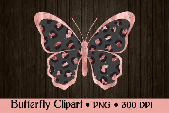 Download Leopard Butterfly Rose Gold Glitter PNG - Premium Bundle