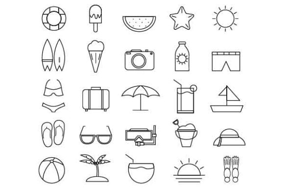 Download Summer Icon Set Outline - Summer icon set Collection